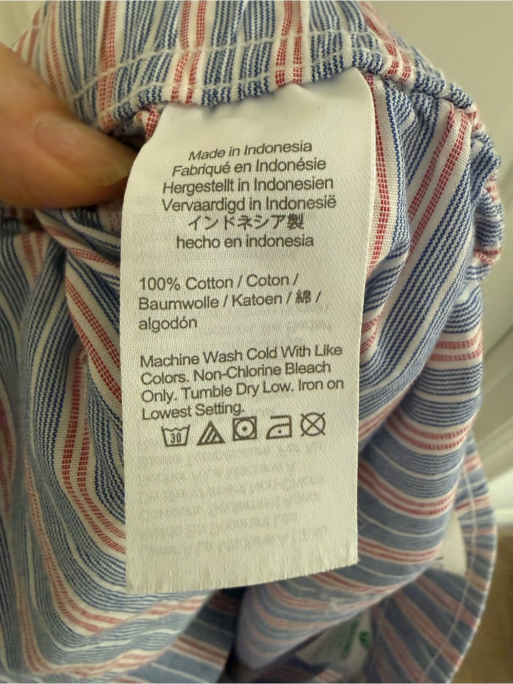 J. Crew 100% cotton striped pockets blue striped Pajama Pants Bottoms Large - Picture 8 of 9